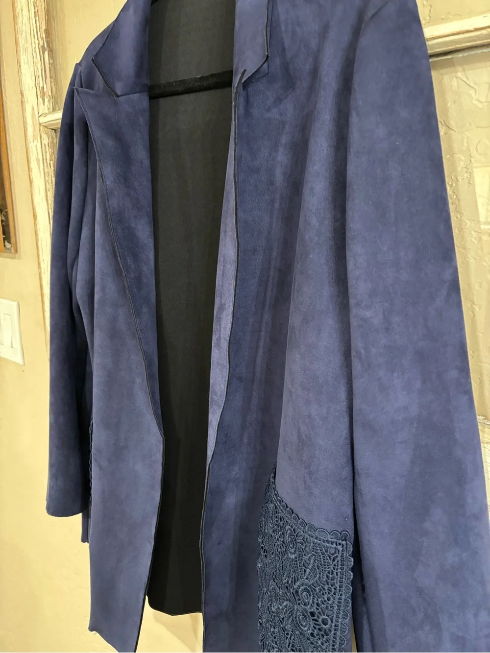 Women's Navy Blazer with Crochet Pockets - Picture 4 of 5